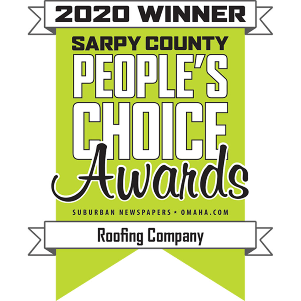 Award badge for a roofing company in Omaha recognized in 2020.