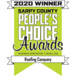 Award badge for a roofing company in Omaha recognized in 2020.