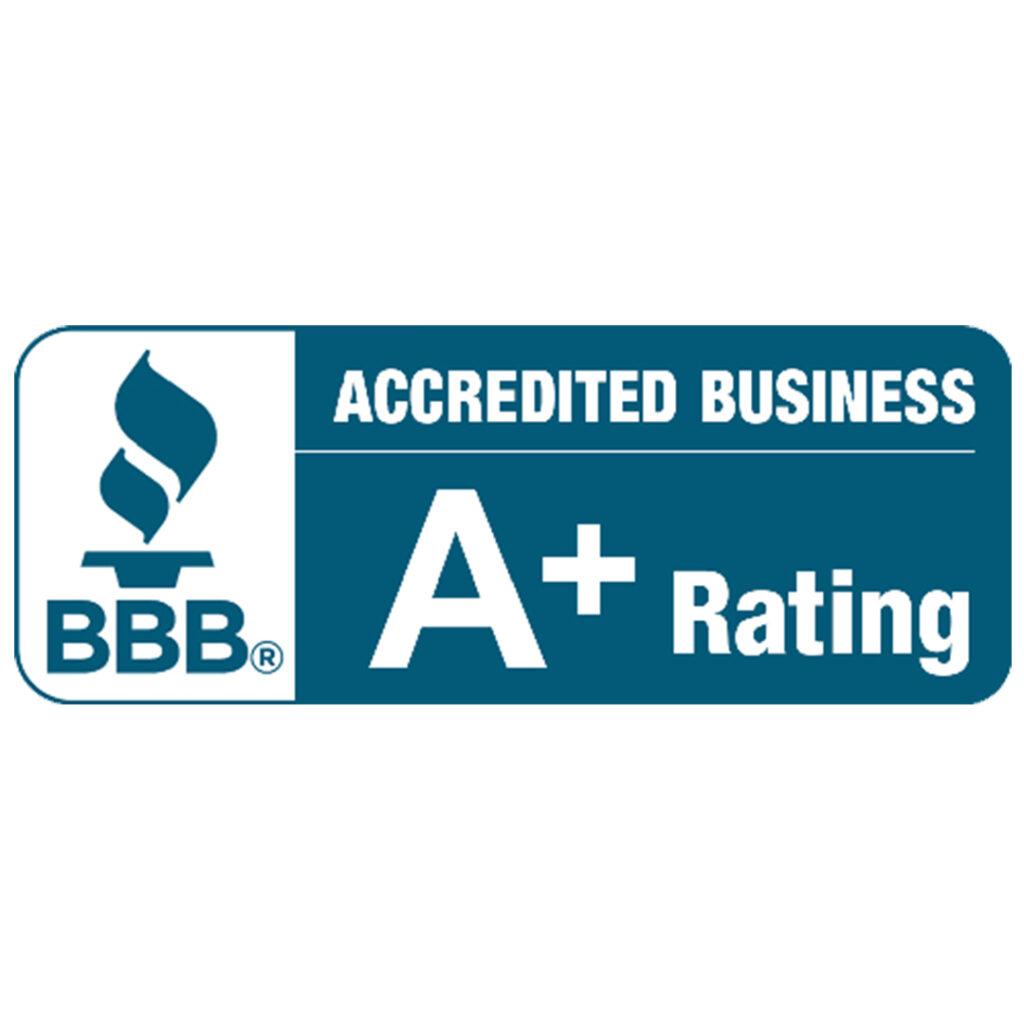 BBB Accredited A+ Rating badge for Omaha Roofing business credibility.