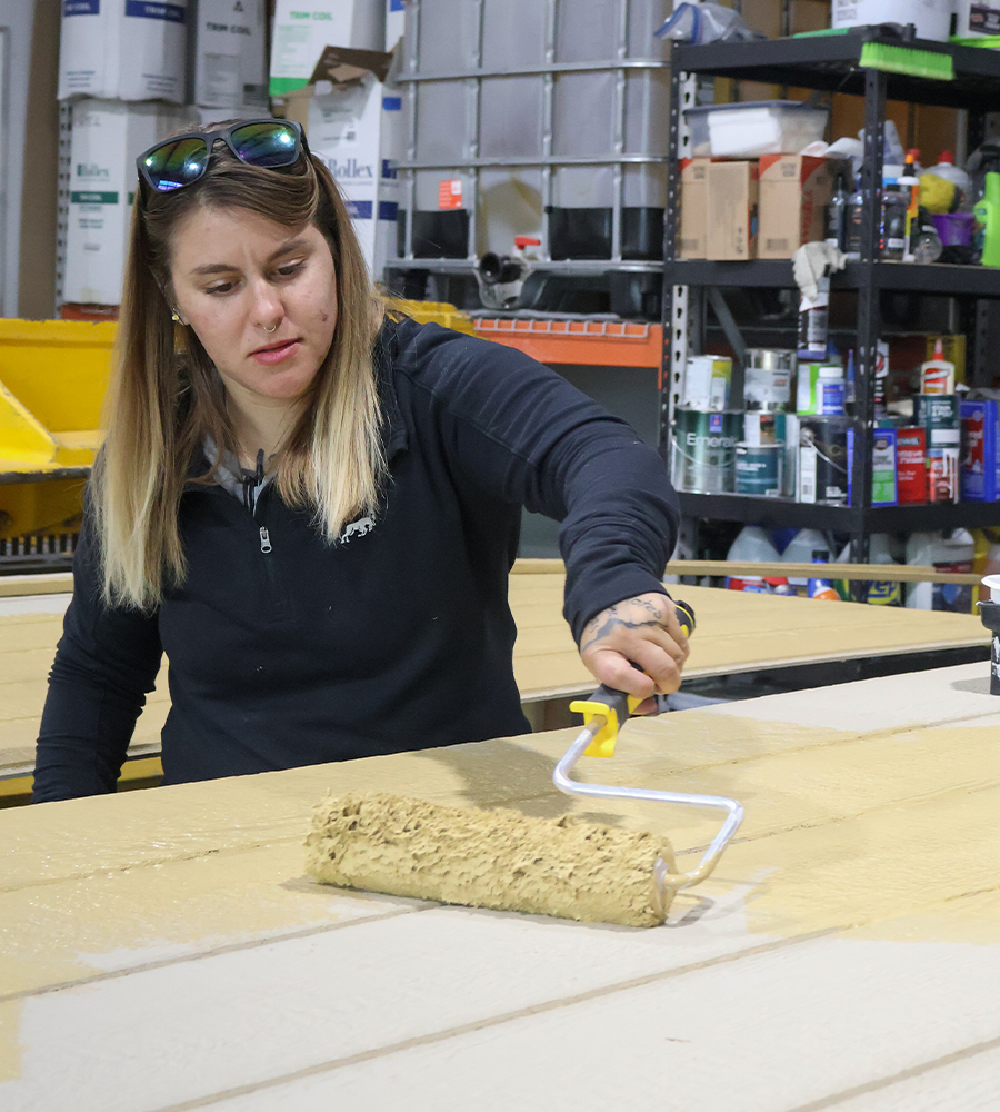 Laura Vanderpool working in the shop