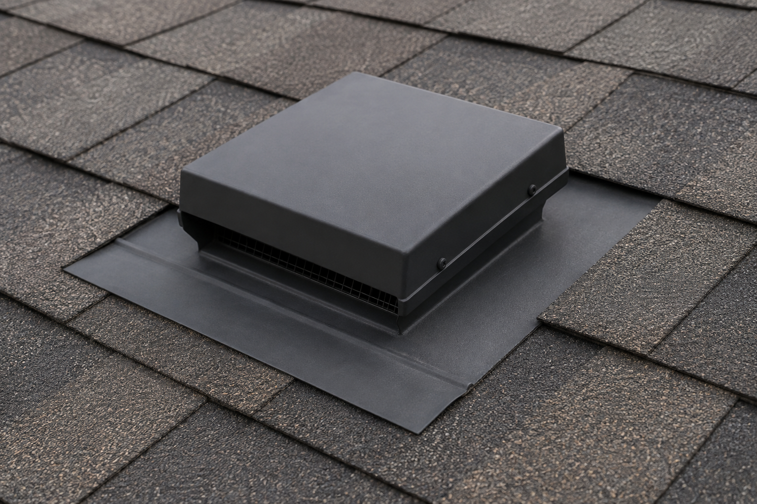 Box vent installed on an asphalt-shingle roof