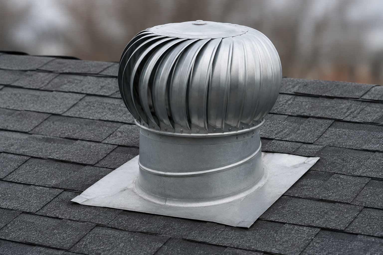 Aluminum turbine vent installed on a roof