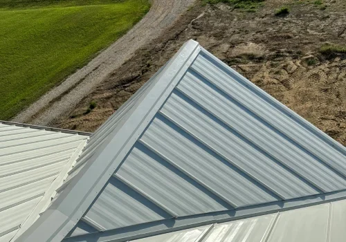 Weather-resistant metal roof on a suburban property